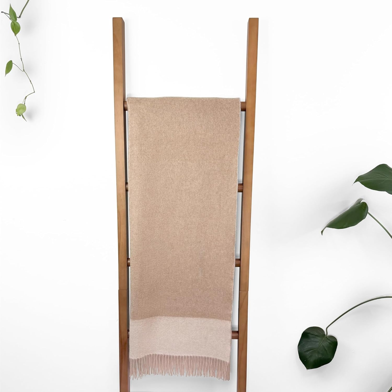 100% Cashmere Throw Blanket Natural Undyed Cashmere 67"x57" Reversible Jacquard Design Neutral Colors - Image 7