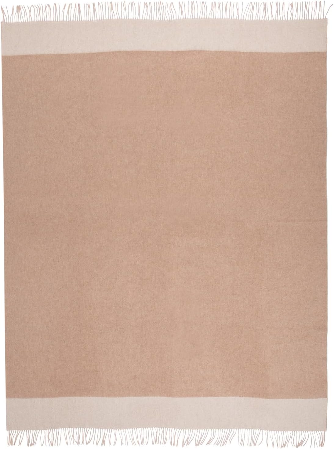 100% Cashmere Throw Blanket Natural Undyed Cashmere 67"x57" Reversible Jacquard Design Neutral Colors - Image 5