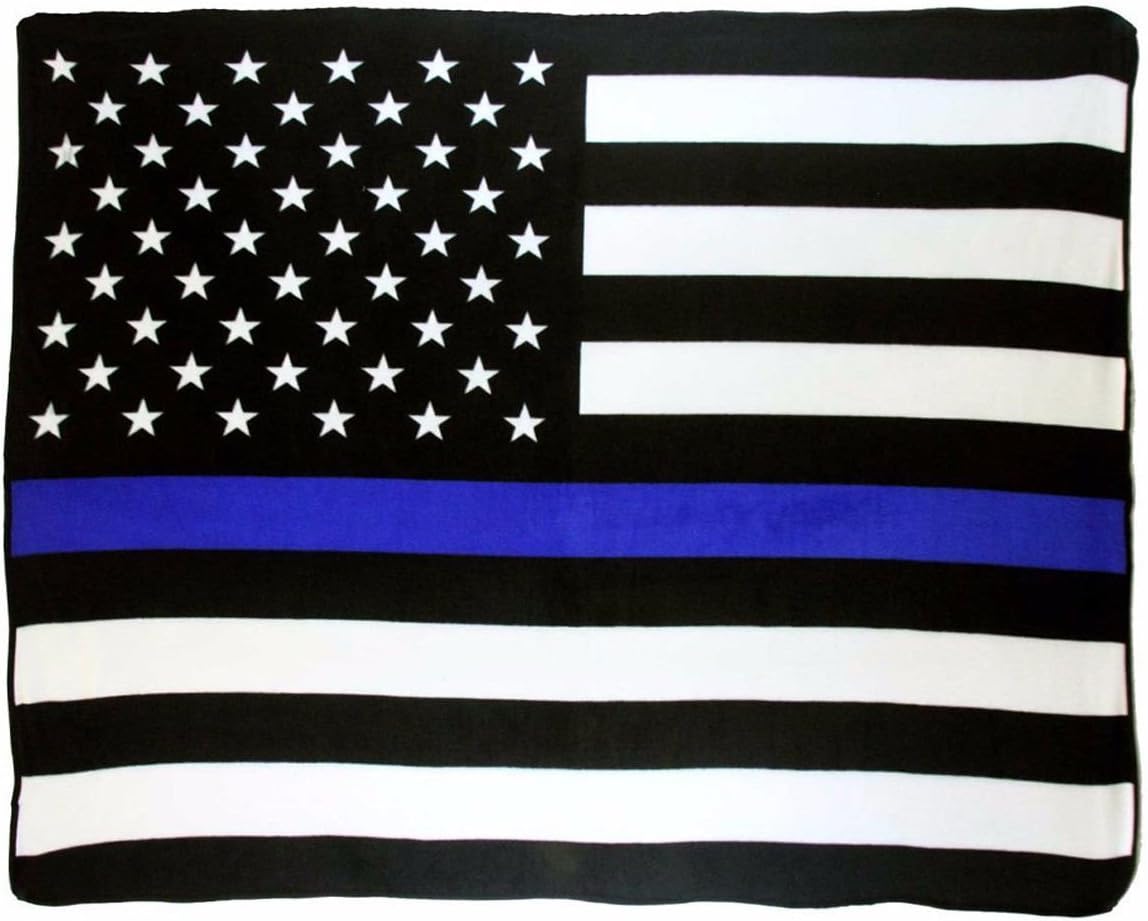 AES Wholesale (12) USA Thin Blue Line 50x60 Polar Fleece Blanket Throw Plush