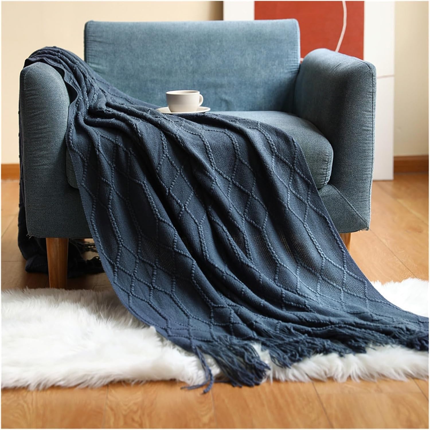 AFPSDLFJDLS Knit Blanket Sofa Blanket Cover Blanket Tailbed Blanket Sofa Throw Blanket Wool Blanket Winter Office Nap Blanket(E,127 * 176CM)