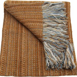 Alpaca and Wool Deckchair Throw Blanket, Gold Accent