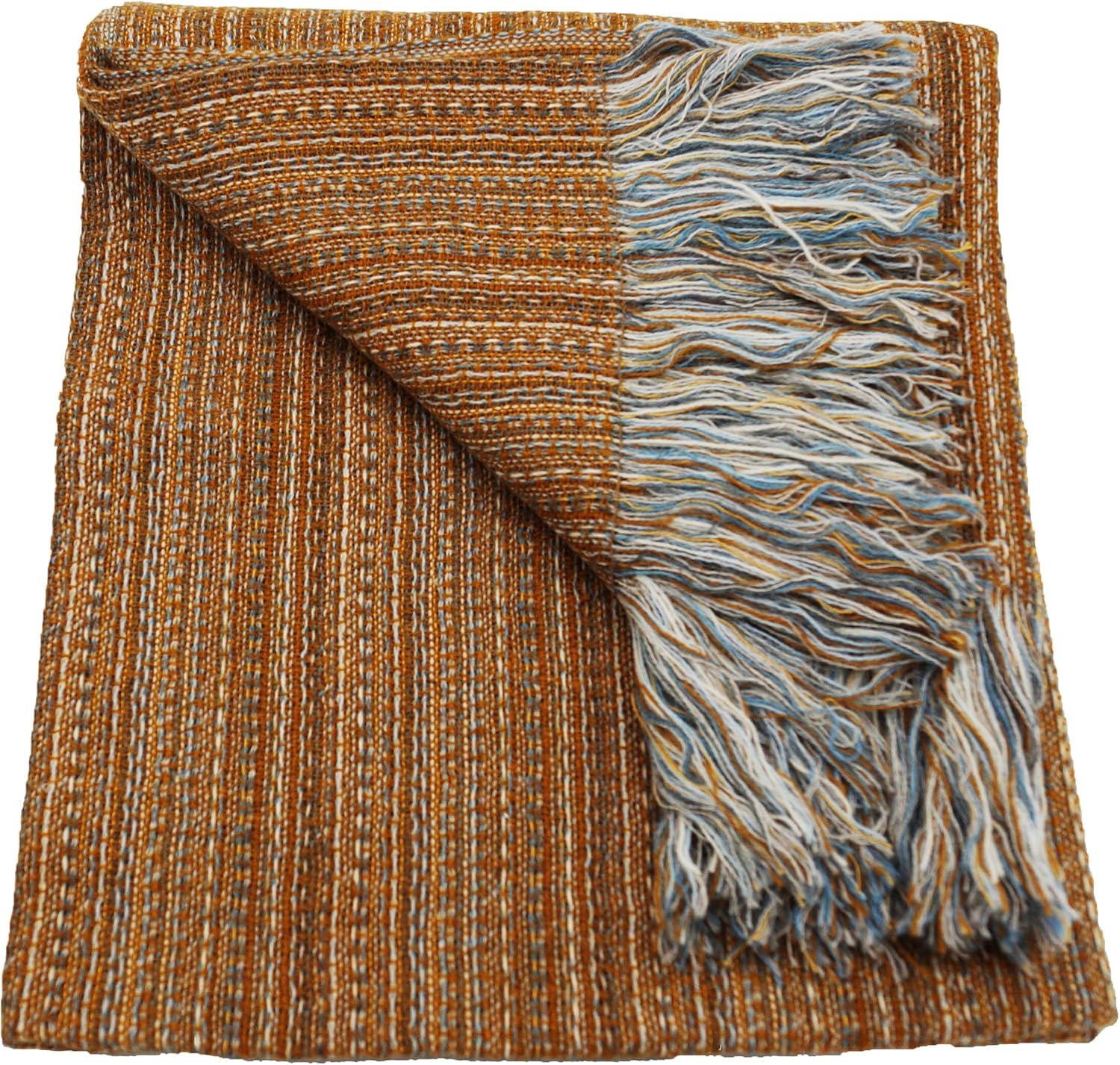 Alpaca and Wool Deckchair Throw Blanket, Gold Accent