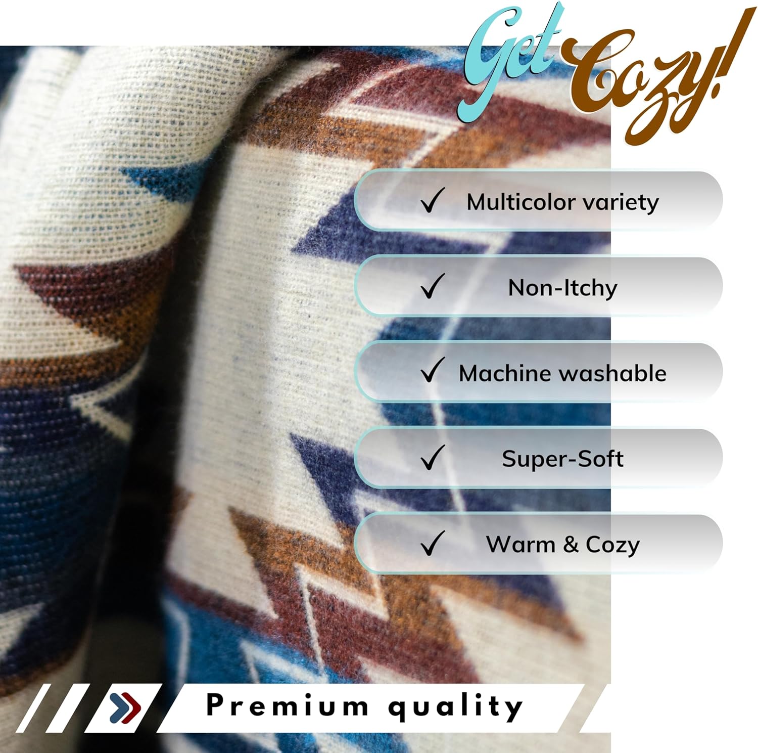 Alpaca Wool Throw Blanket,Queen Size Native Design Wool Blanket, Throw Aztec Pattern Alpaca Wool Throw Blanket (Blue, Queen 93" x 82") - Image 4