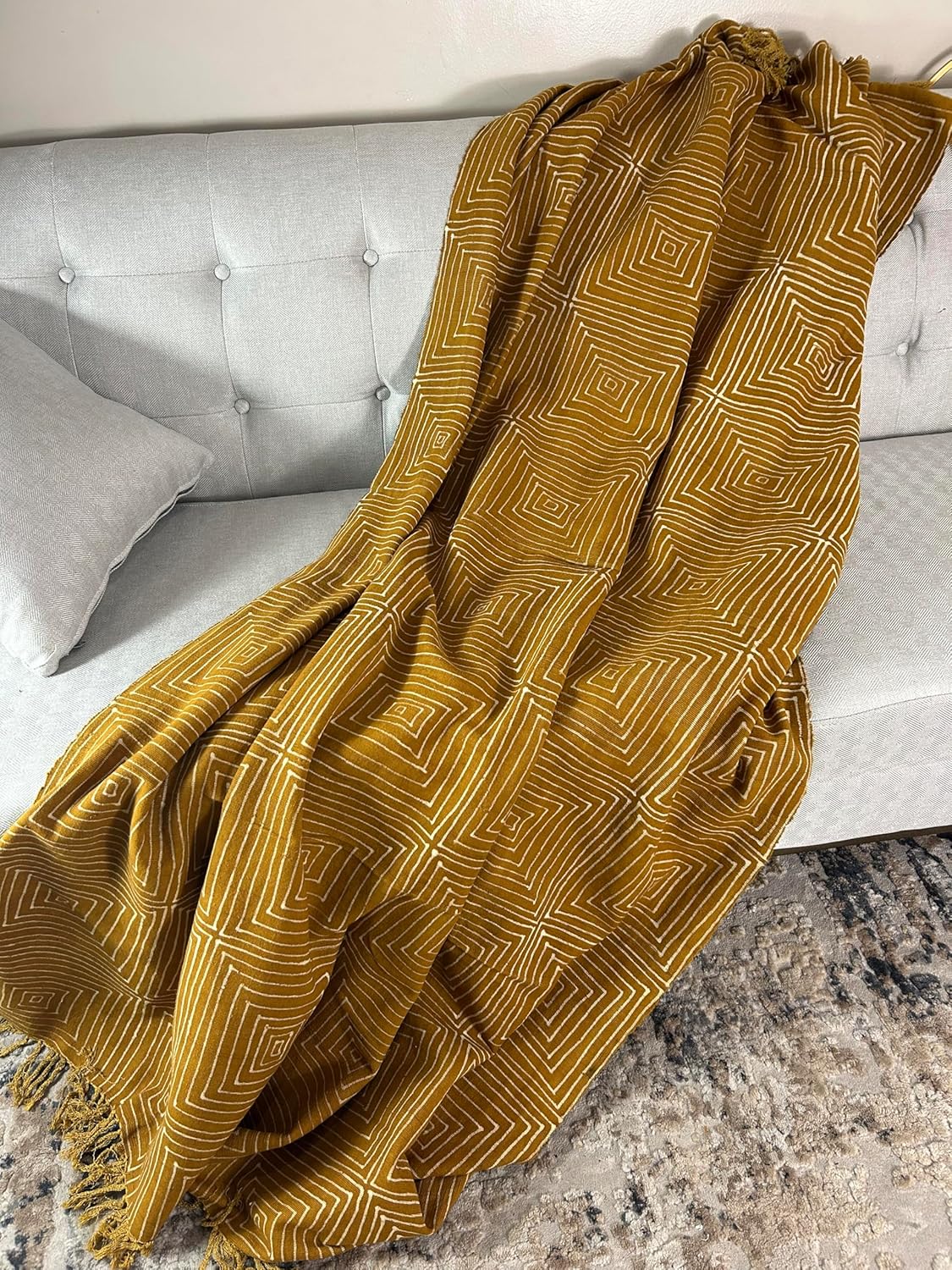 Artisan Mudcloth Throw – Boho African Blanket for Bed or Sofa - Image 6