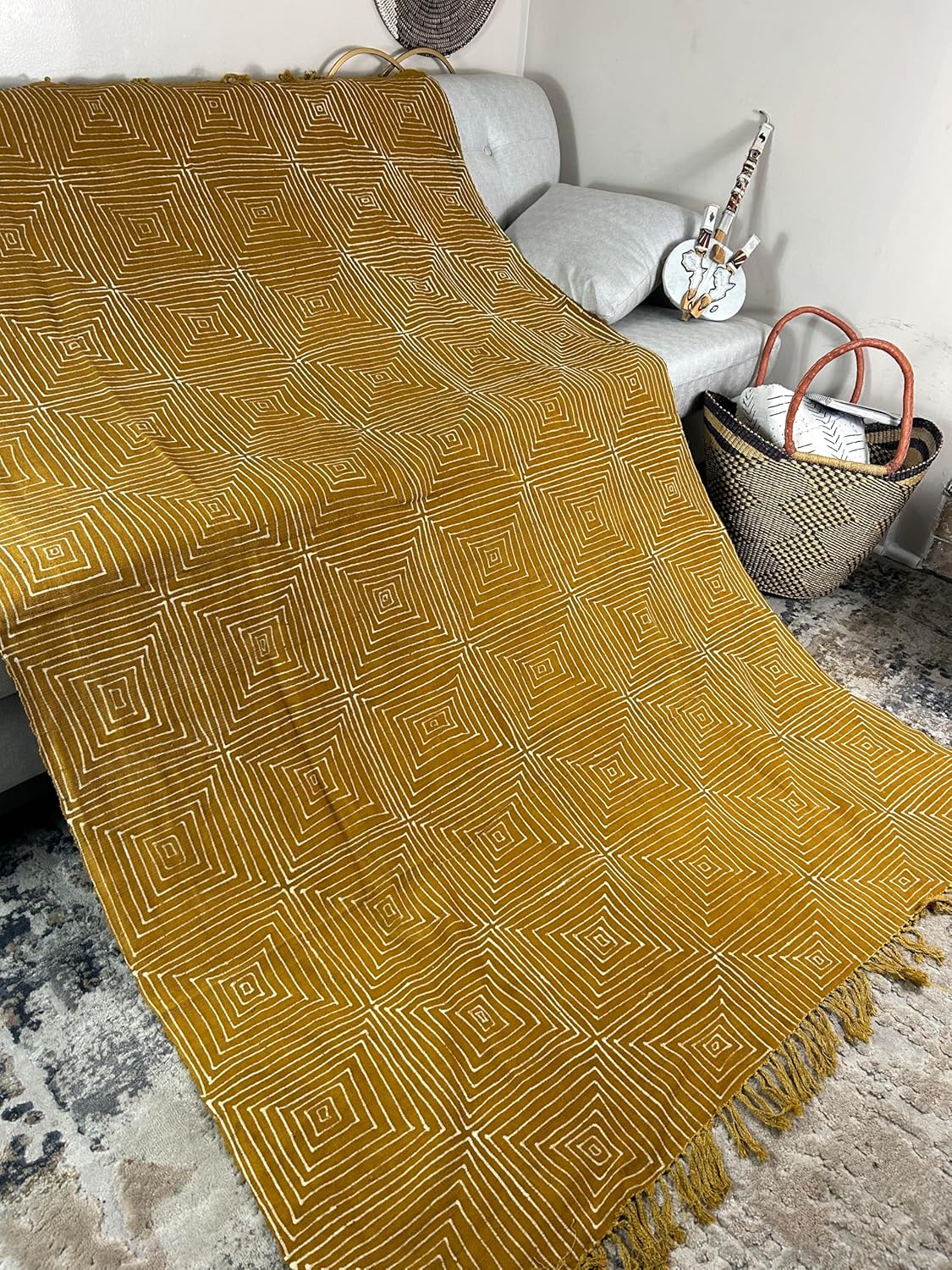 Artisan Mudcloth Throw – Boho African Blanket for Bed or Sofa - Image 5