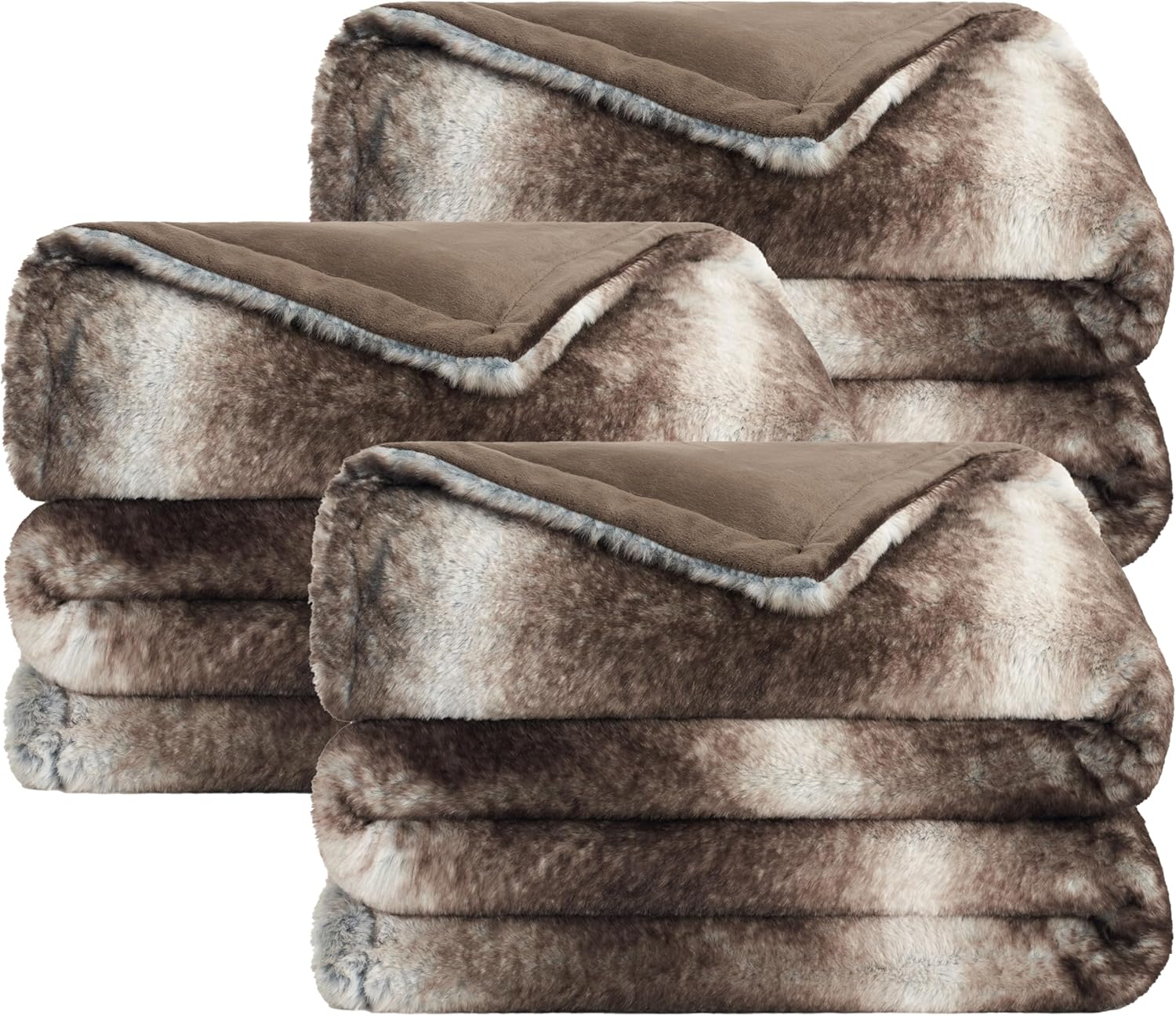 Aston & Arden Faux Fur Blanket Set of 3 50x70 Cottontail Ivory i##e##s: Ultra Soft ^^ Luxury ^^ Plush ^^ Fluffy ^^ Real Furry Texture ^^ Rabbit Tail ^^ Decorative ^^ Giftable Box ^^ Throw ^^ Bed :i##e##s - Image 11