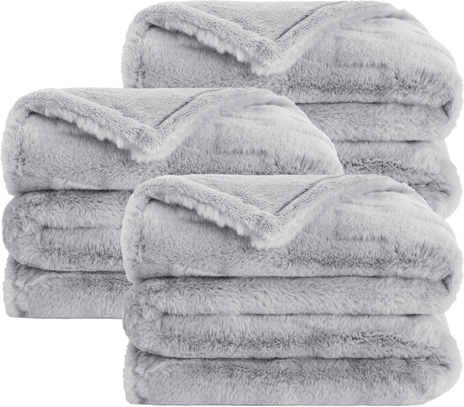 Aston & Arden Faux Fur Blanket Set of 3 50x70 Cottontail Ivory i##e##s: Ultra Soft ^^ Luxury ^^ Plush ^^ Fluffy ^^ Real Furry Texture ^^ Rabbit Tail ^^ Decorative ^^ Giftable Box ^^ Throw ^^ Bed :i##e##s - Image 10