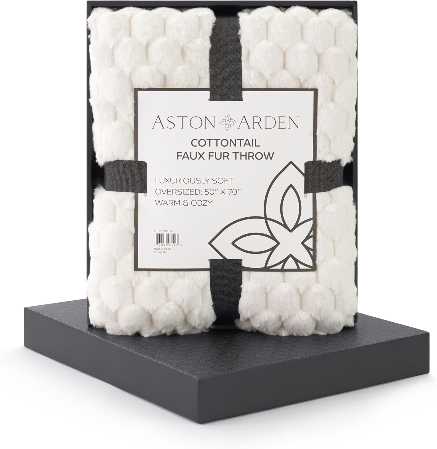 Aston & Arden Faux Fur Blanket Set of 3 50x70 Cottontail Ivory i##e##s: Ultra Soft ^^ Luxury ^^ Plush ^^ Fluffy ^^ Real Furry Texture ^^ Rabbit Tail ^^ Decorative ^^ Giftable Box ^^ Throw ^^ Bed :i##e##s - Image 5