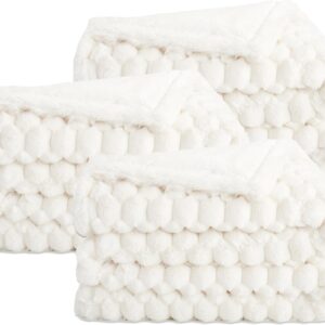 Aston & Arden Faux Fur Blanket Set of 3 50x70 Cottontail Ivory i##e##s: Ultra Soft ^^ Luxury ^^ Plush ^^ Fluffy ^^ Real Furry Texture ^^ Rabbit Tail ^^ Decorative ^^ Giftable Box ^^ Throw ^^ Bed :i##e##s