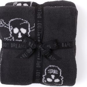 Barefoot Dreams CozyChic Skull Throw, Throw Blanket, Soft Blanket, Carbon/Almond, 54” x 72”