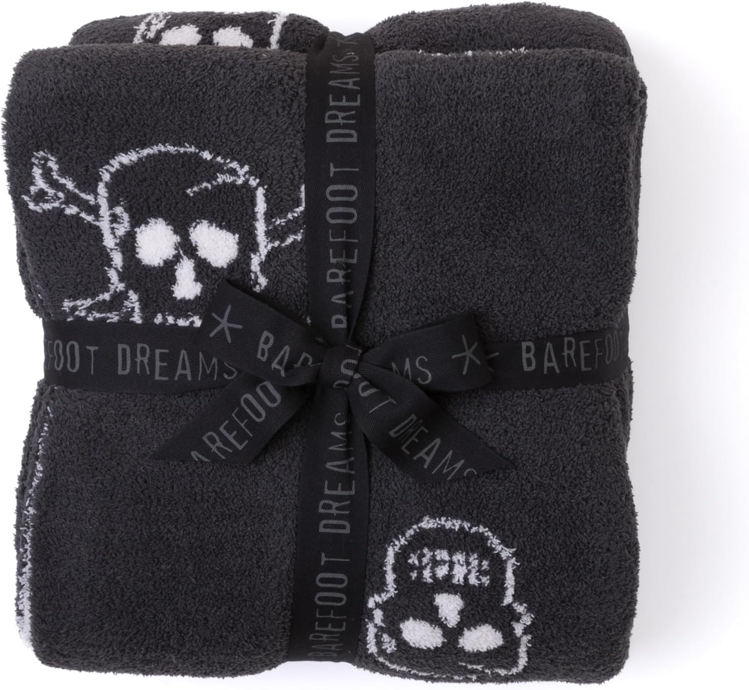 Barefoot Dreams CozyChic Skull Throw, Throw Blanket, Soft Blanket, Carbon/Almond, 54” x 72”