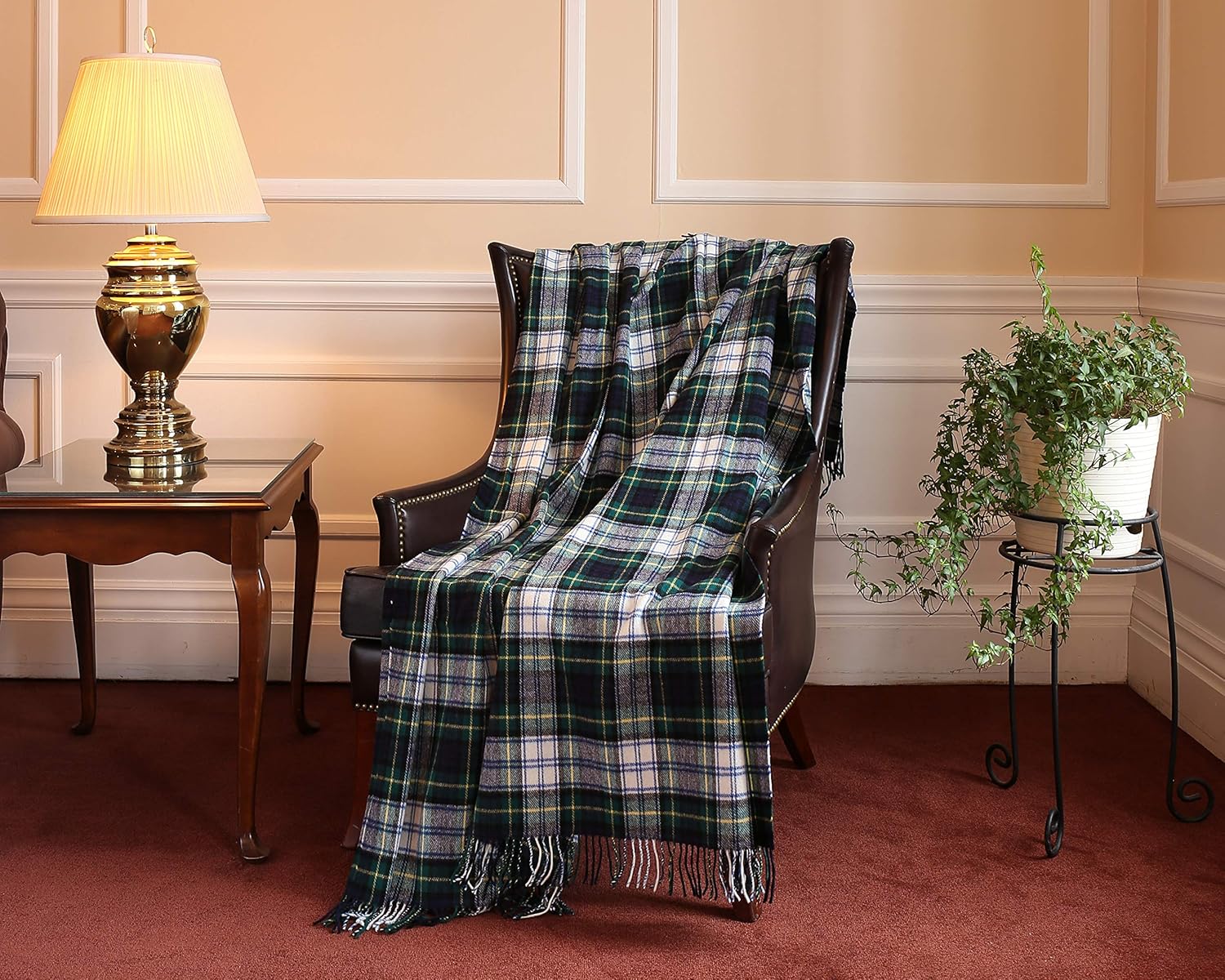 Biddy Murphy 100% Irish Lambswool Throw Toss Blanket Tartan Plaid Green\/White i##e##s: Soft ^^ Warm ^^ Traditional Celtic ^^ Imported from Ireland ^^ Heirloom Quality :i##e##s - Image 2