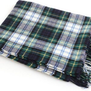 Biddy Murphy 100% Irish Lambswool Throw Toss Blanket Tartan Plaid Green\/White i##e##s: Soft ^^ Warm ^^ Traditional Celtic ^^ Imported from Ireland ^^ Heirloom Quality :i##e##s