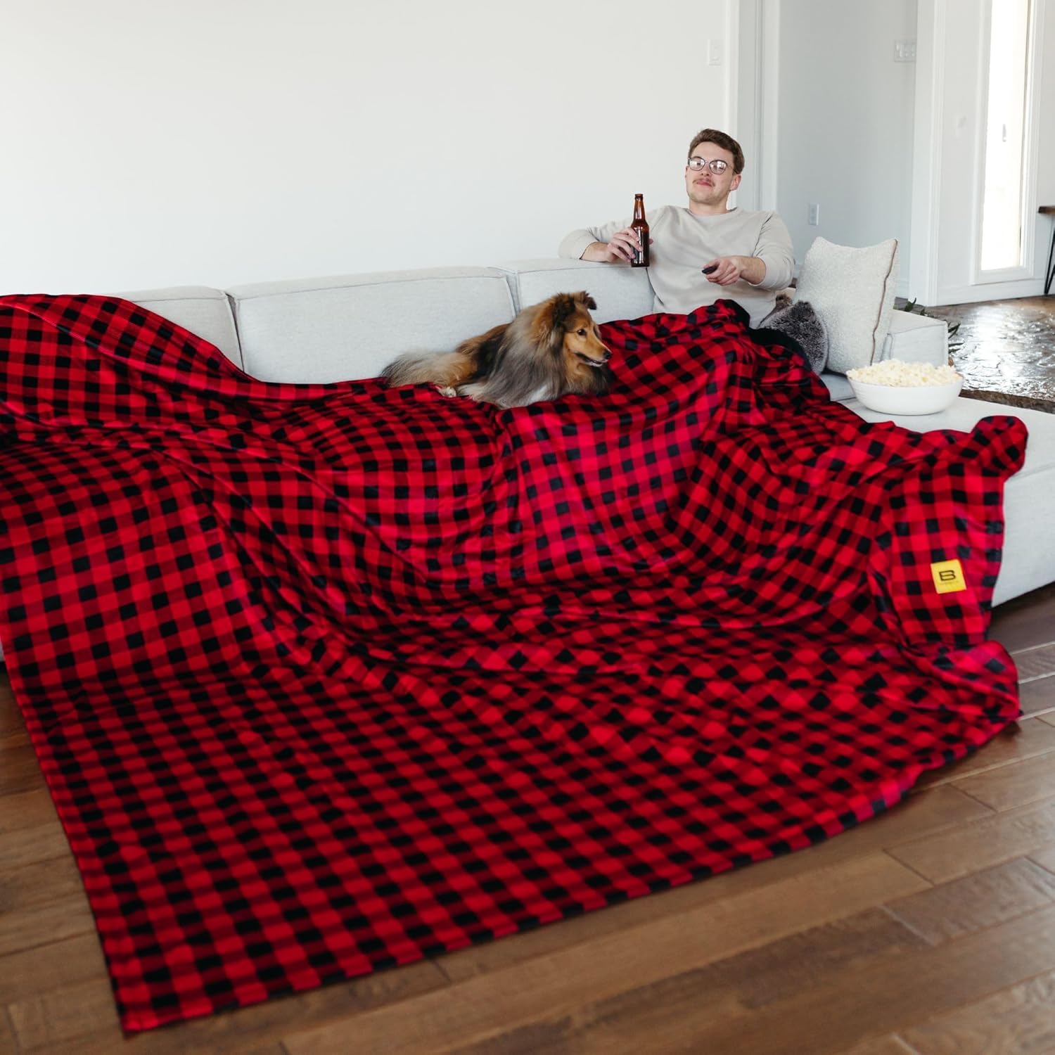 Big Blanket Co Original Stretch Red Plaid | Extra Large Plaid Blanket | 100 Square Feet | Soft, Giant Throw Blanket That Fits The Whole Family | The Biggest, Best Blanket of 2025