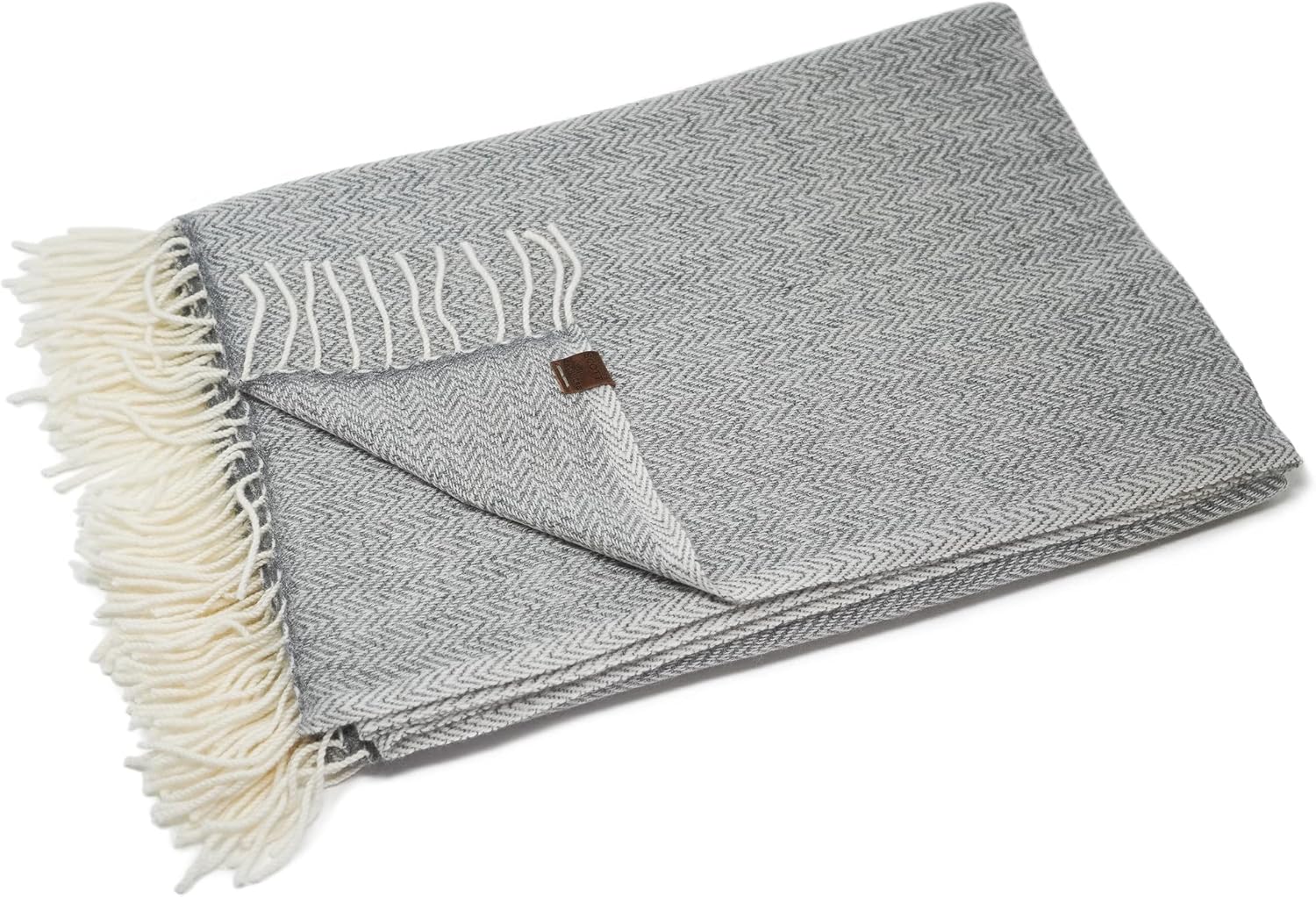 Borges & Scott Signature - 100% Cashmere Blanket Throw - Brown Herringbone - Image 9