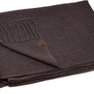 Borges & Scott Signature - 100% Cashmere Blanket Throw - Brown Herringbone