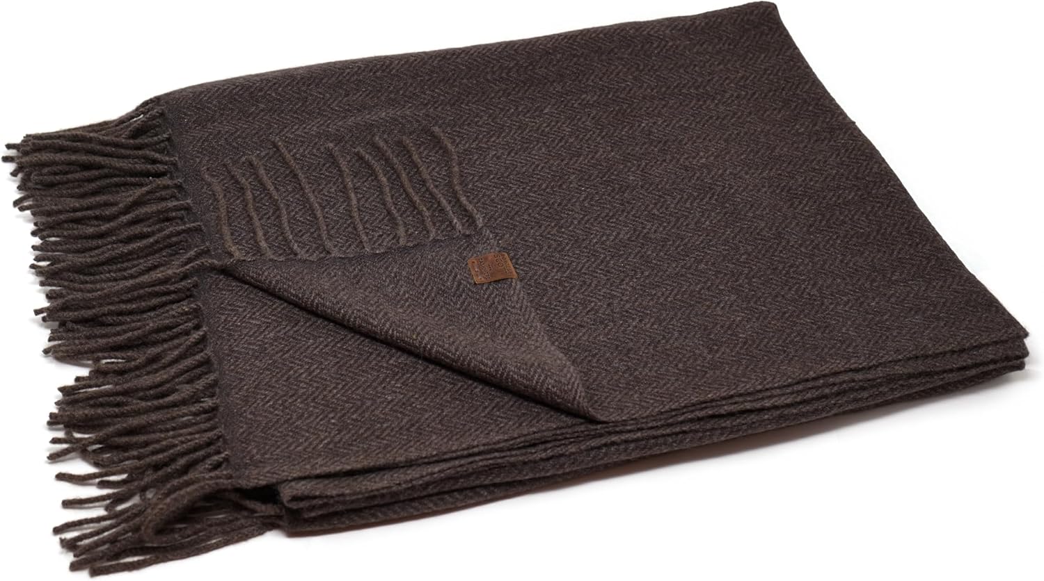 Borges & Scott Signature - 100% Cashmere Blanket Throw - Brown Herringbone