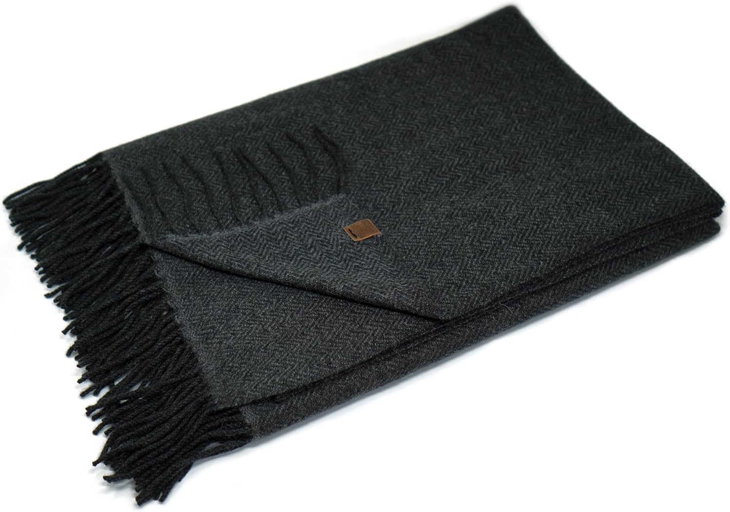 Borges & Scott Signature - 100% Cashmere Blanket Throw - Brown Herringbone - Image 5
