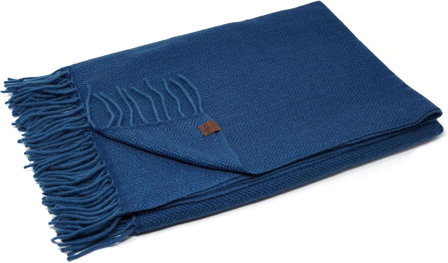 Borges & Scott Signature - 100% Cashmere Blanket Throw - Brown Herringbone - Image 6