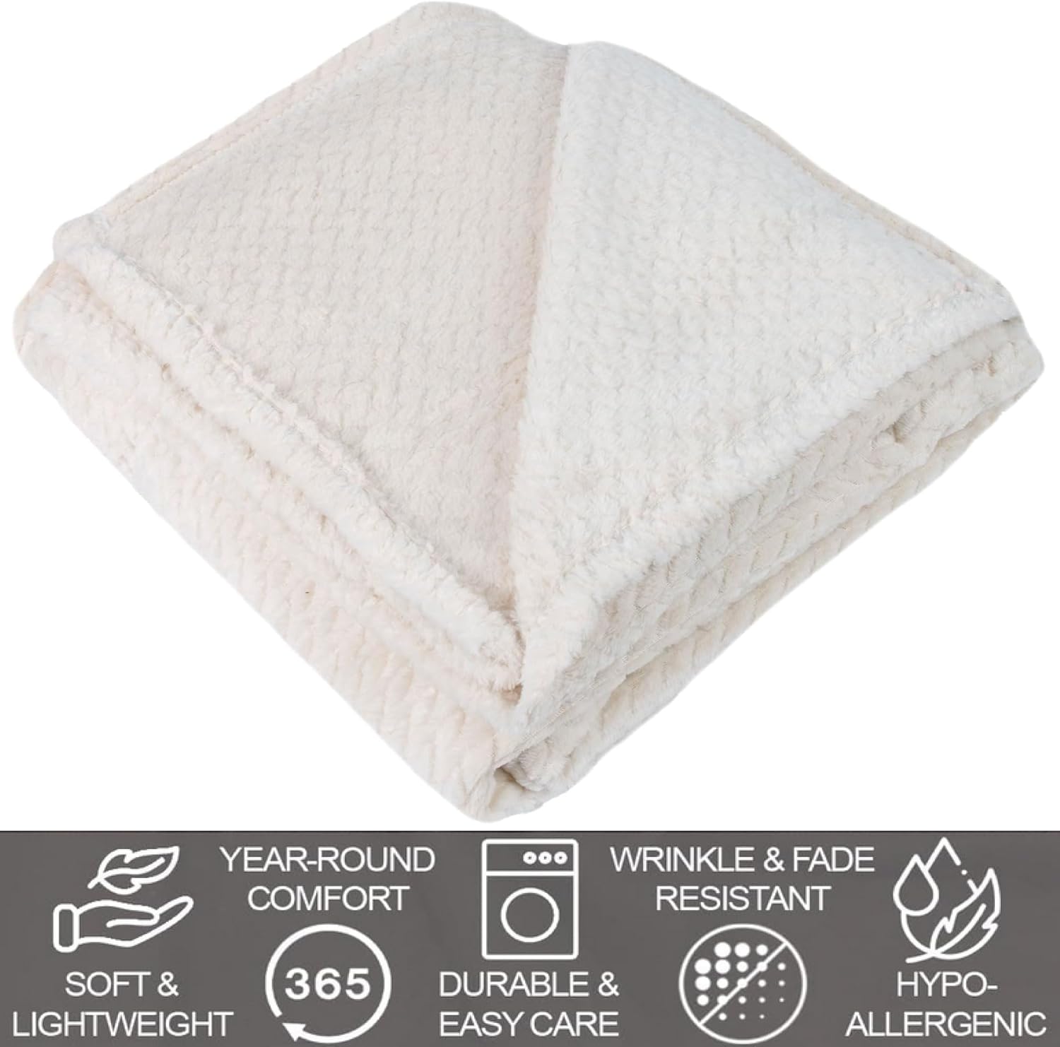 Bulk Throw Blankets Chenille Throw Blankets 24 Pack Chenille 250 GSM Cream White Pack i##e##s: for Wedding Favors ^^ for Bed Couches and Sofas ^^ Guests ^^ Donation :i##e##s - Image 10