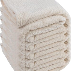 Bulk Throw Blankets Chenille Throw Blankets 24 Pack Chenille 250 GSM Cream White Pack i##e##s: for Wedding Favors ^^ for Bed Couches and Sofas ^^ Guests ^^ Donation :i##e##s