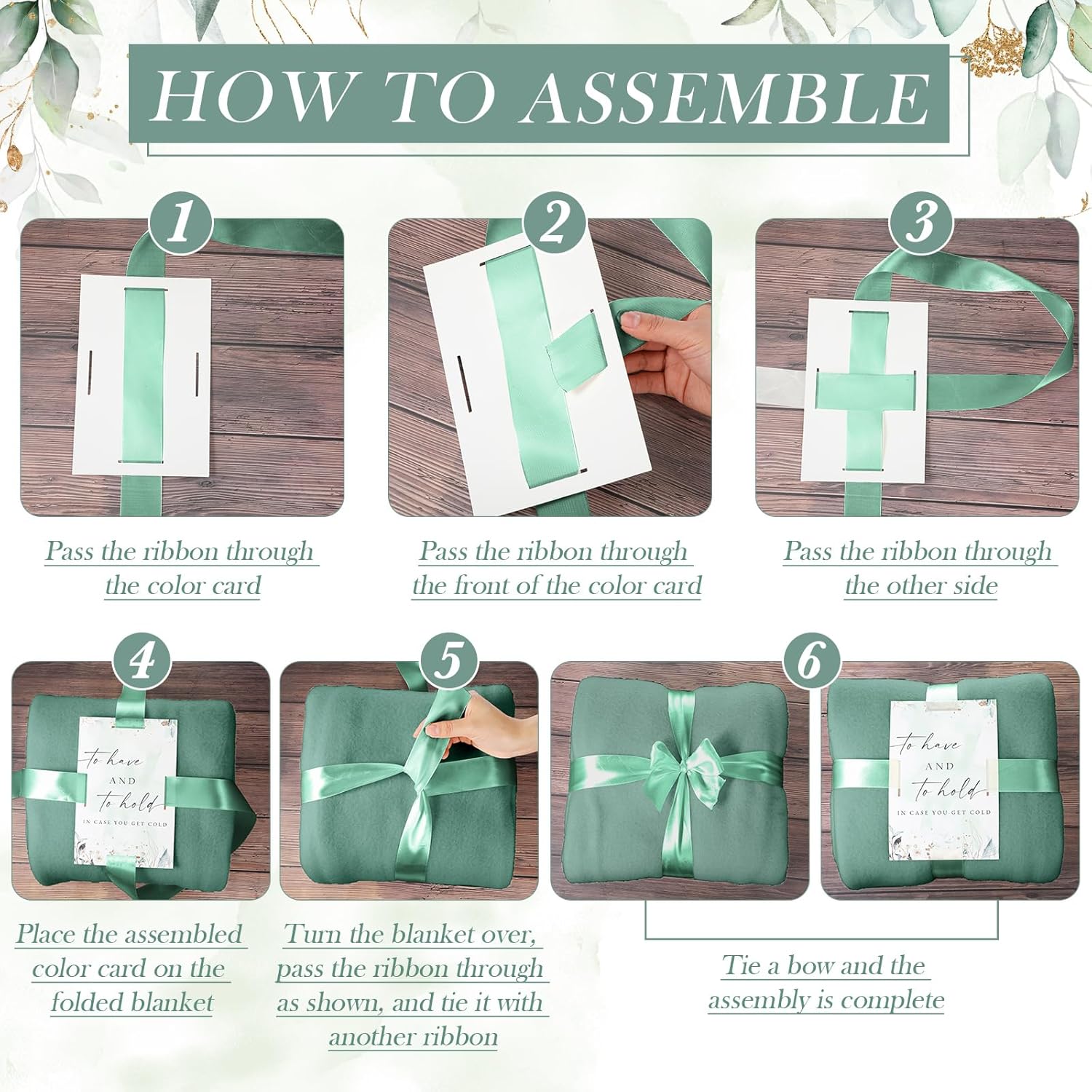 Buryeah 48 Pack Oeko-tex Certified Wedding Flannel Throw Blanket Bulk 50 x 60 Inch Soft Fleece Lap Blanket with Thank You Cards Ribbon for Guests Sleepover Spa Slumber Favors Gifts (Lake Blue) - Image 6