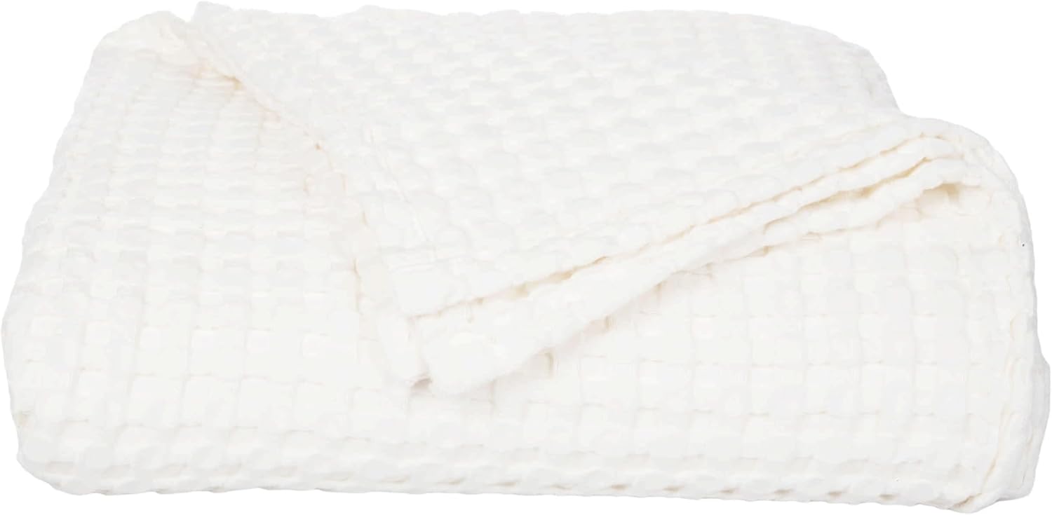 C&F Home 90"x92" Ivory Full\/Queen Luxury Premium 50% Natural Fibers 50% Cotton Waffle Lightweight Breathable Cooling Weighted Throw Blanket Home Living Room Bedroom Couch Sofa Cozy Fall Autumn Harvest