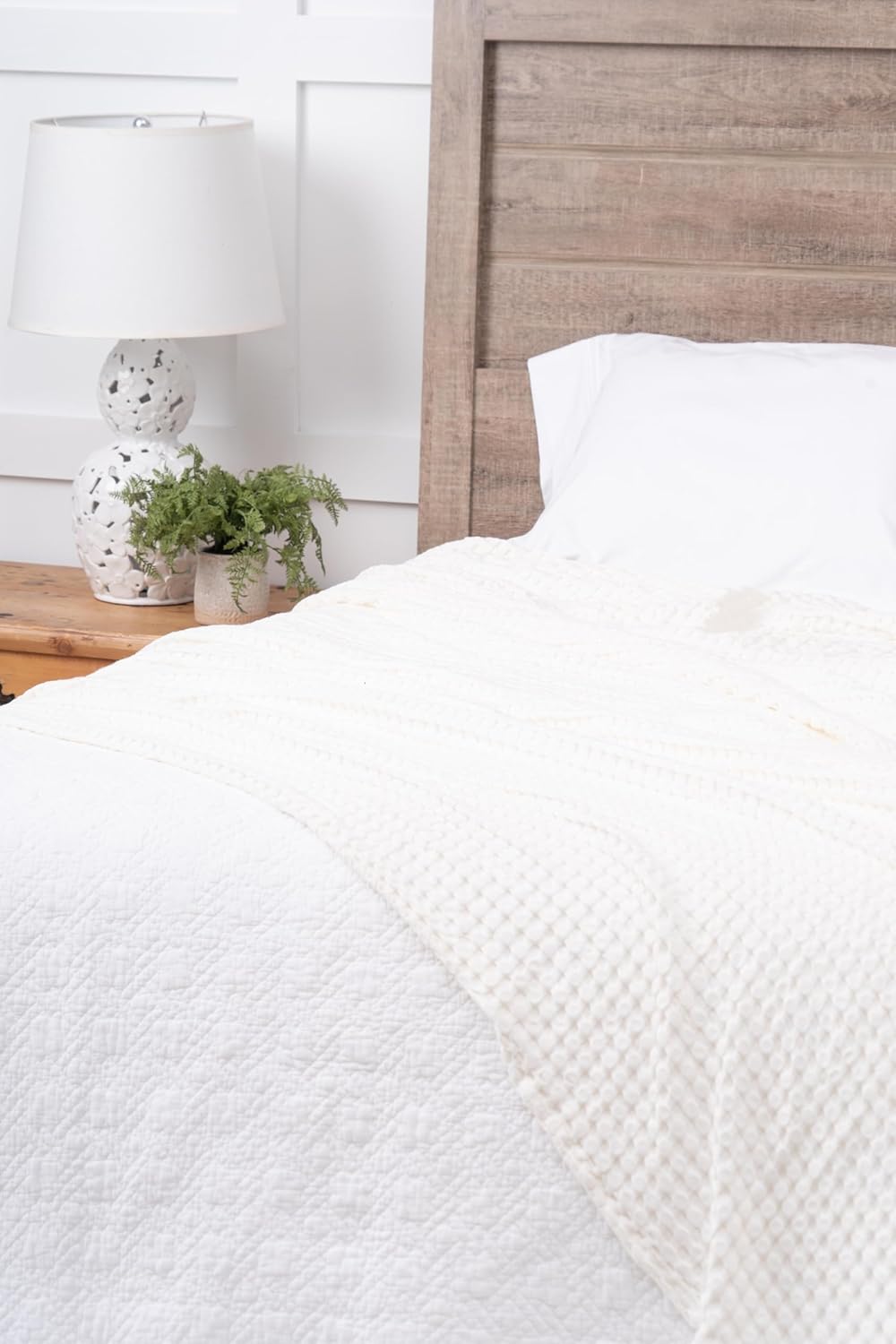 C&F Home 90"x92" Ivory Full\/Queen Luxury Premium 50% Natural Fibers 50% Cotton Waffle Lightweight Breathable Cooling Weighted Throw Blanket Home Living Room Bedroom Couch Sofa Cozy Fall Autumn Harvest - Image 5