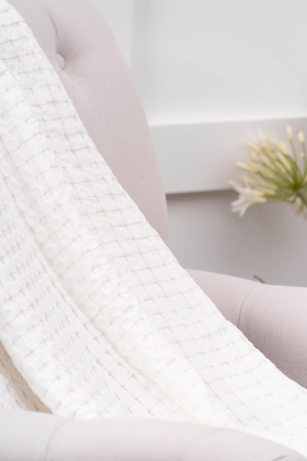 C&F Home 90"x92" Ivory Full\/Queen Luxury Premium 50% Natural Fibers 50% Cotton Waffle Lightweight Breathable Cooling Weighted Throw Blanket Home Living Room Bedroom Couch Sofa Cozy Fall Autumn Harvest - Image 4