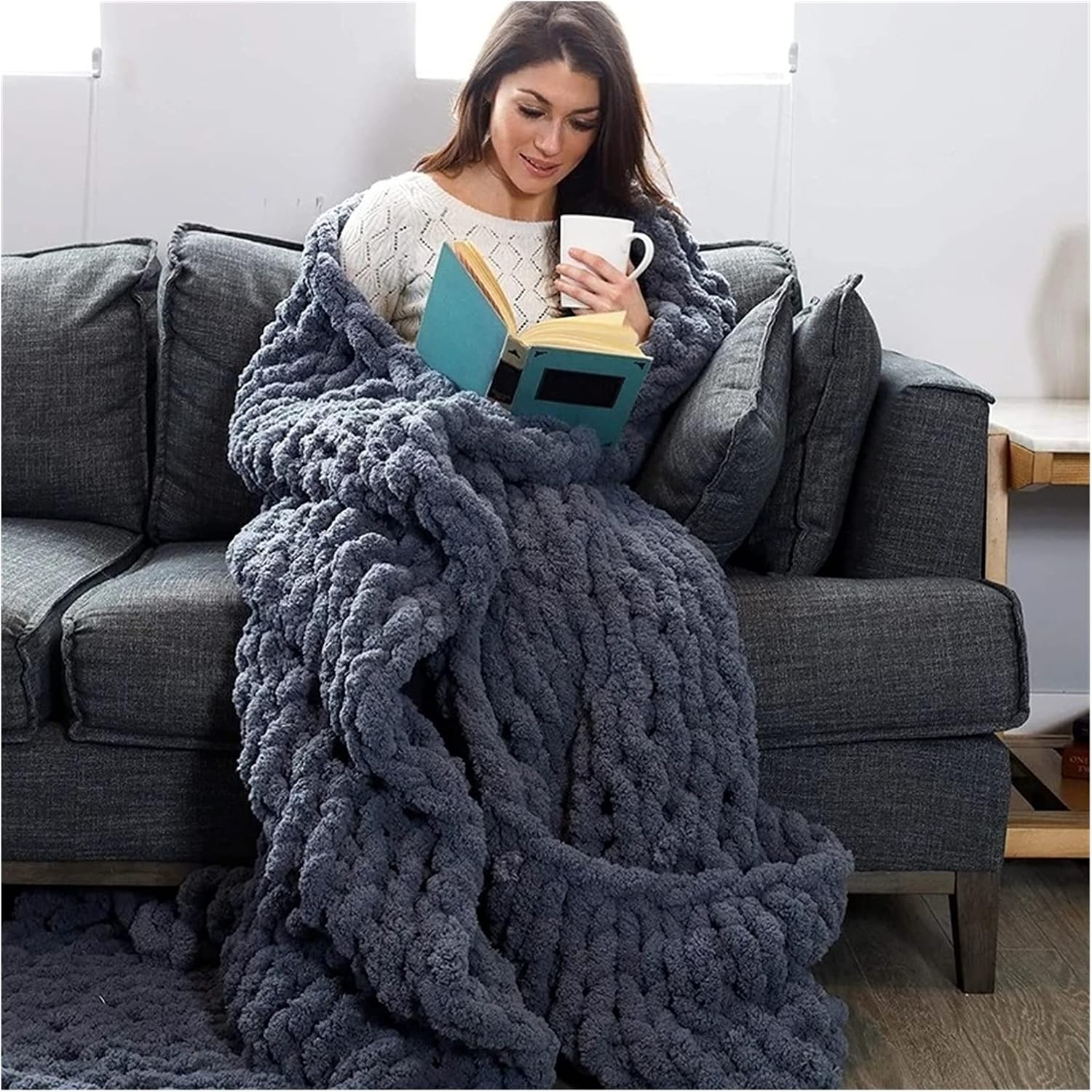 Chunky Knit Blanket Throw Bed Sofa Bedroom Living Room Decorative Mat Rug Carpet Quilt Blanket (C 80x100cm) (A 130x160cm) - Image 3