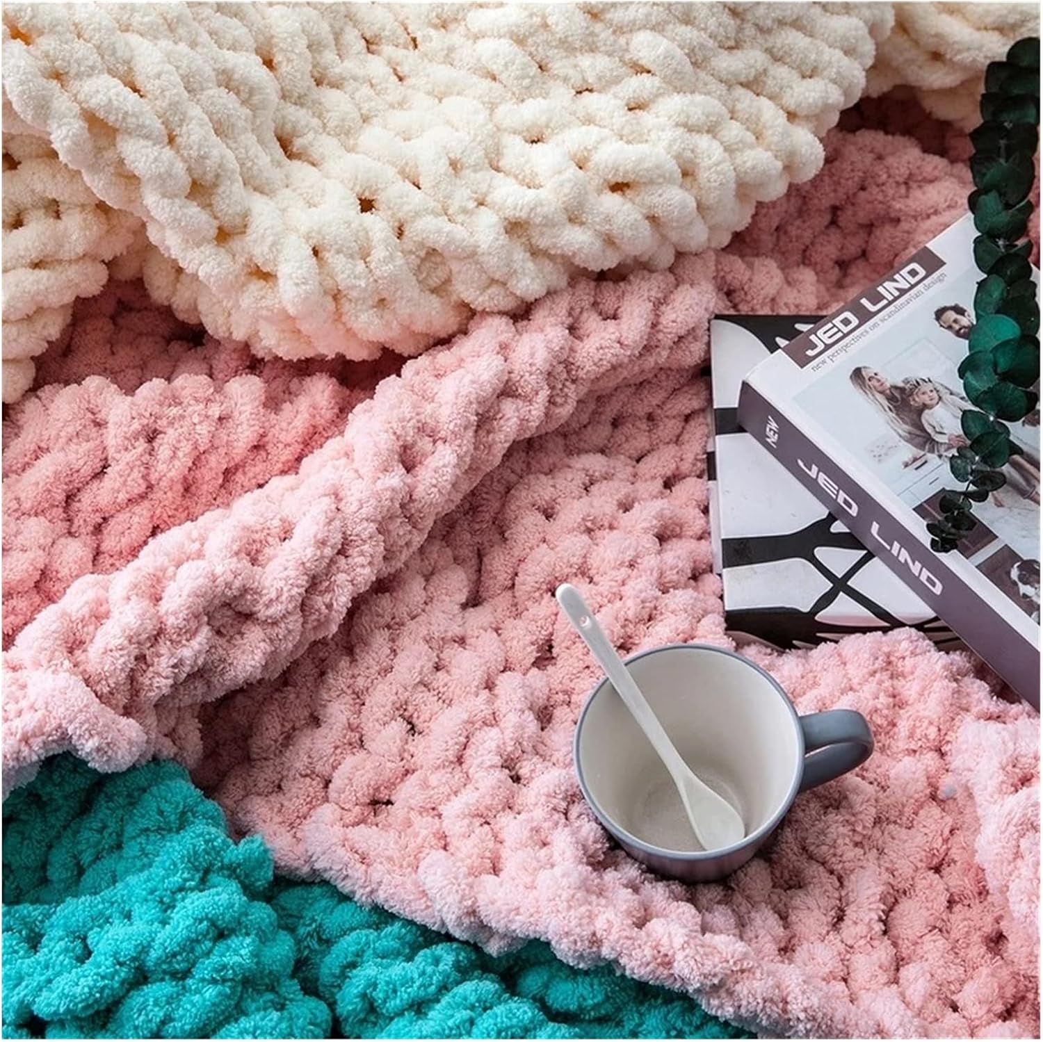 Chunky Knit Blanket Throw Bed Sofa Bedroom Living Room Decorative Mat Rug Carpet Quilt Blanket (C 80x100cm) (A 130x160cm) - Image 7