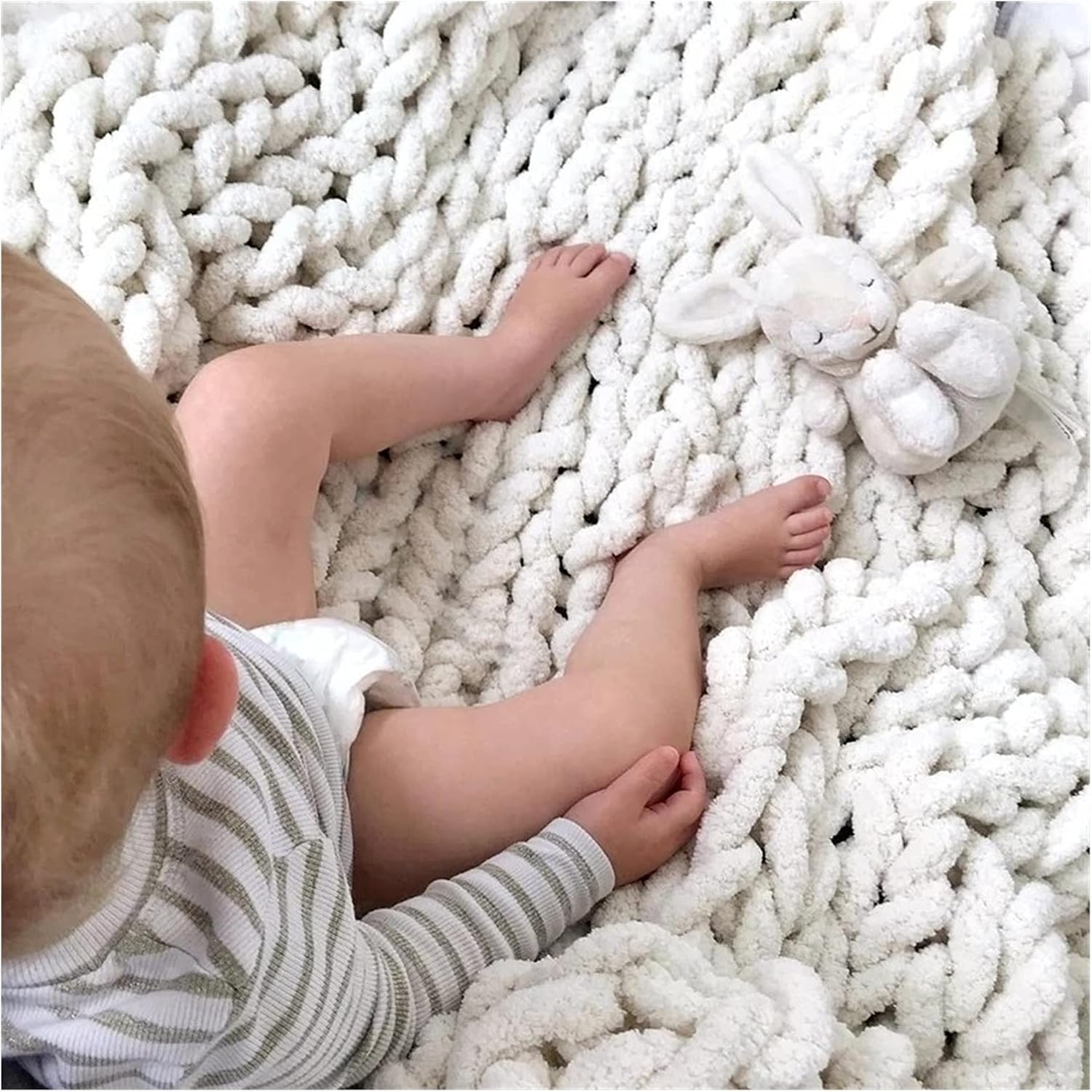 Chunky Knit Blanket Throw Bed Sofa Bedroom Living Room Decorative Mat Rug Carpet Quilt Blanket (C 80x100cm) (A 130x160cm) - Image 5