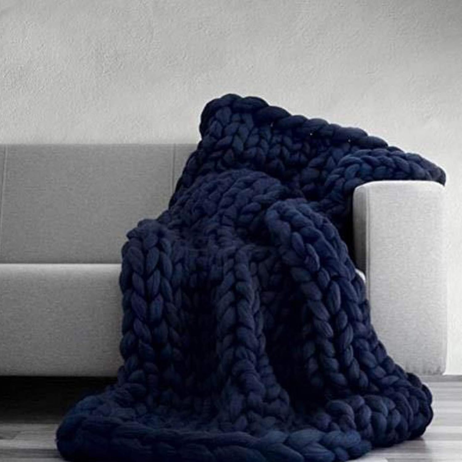 Chunky Knit Blanket,Warm and Comfortable Handwoven Throw Blankets,Giant Chenille Yarn Decorate Pet Bed Chair Cushion Carpet for Bedroom Home Decor - Image 11