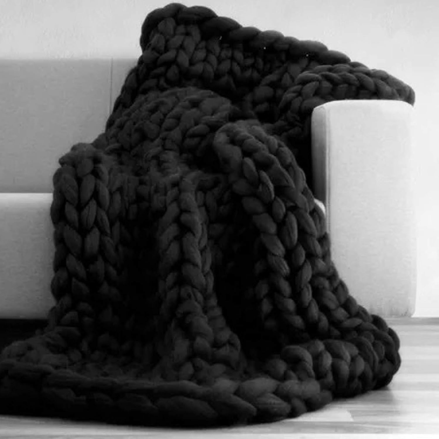 Chunky Knit Blanket,Warm and Comfortable Handwoven Throw Blankets,Giant Chenille Yarn Decorate Pet Bed Chair Cushion Carpet for Bedroom Home Decor - Image 14
