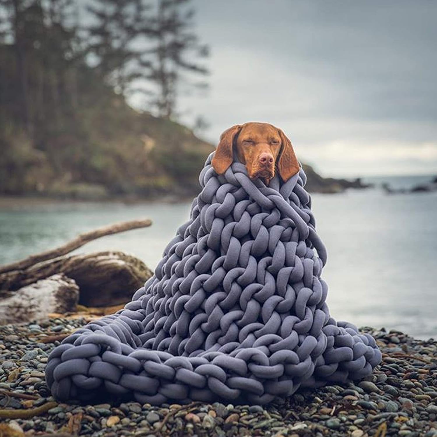 Chunky Knit Throw Blanket Inverse Growth Handmade Knitted Chenille Blankets Warm Soft Cozy Breathable for Sofa Couch Bed Home Decor Giant Yarn - Image 7