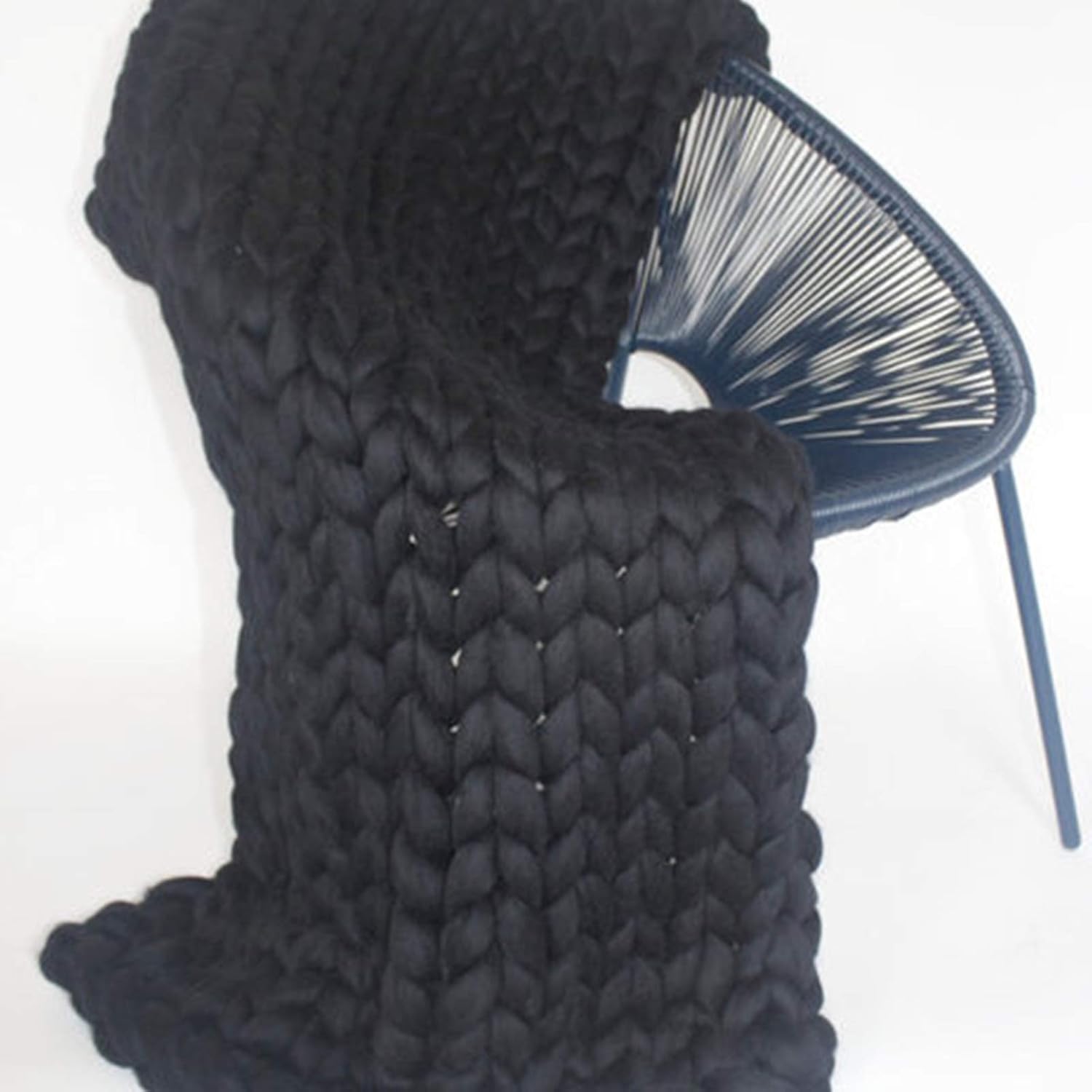 Chunky Knit Throw Blanket Inverse Growth Handmade Knitted Chenille Blankets Warm Soft Cozy Breathable for Sofa Couch Bed Home Decor Giant Yarn - Image 13