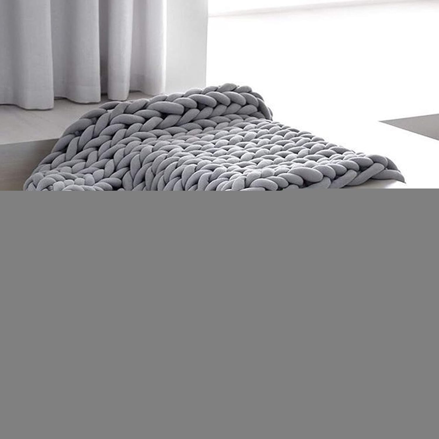 Chunky Knit Throw Blanket Inverse Growth Handmade Knitted Chenille Blankets Warm Soft Cozy Breathable for Sofa Couch Bed Home Decor Giant Yarn - Image 22