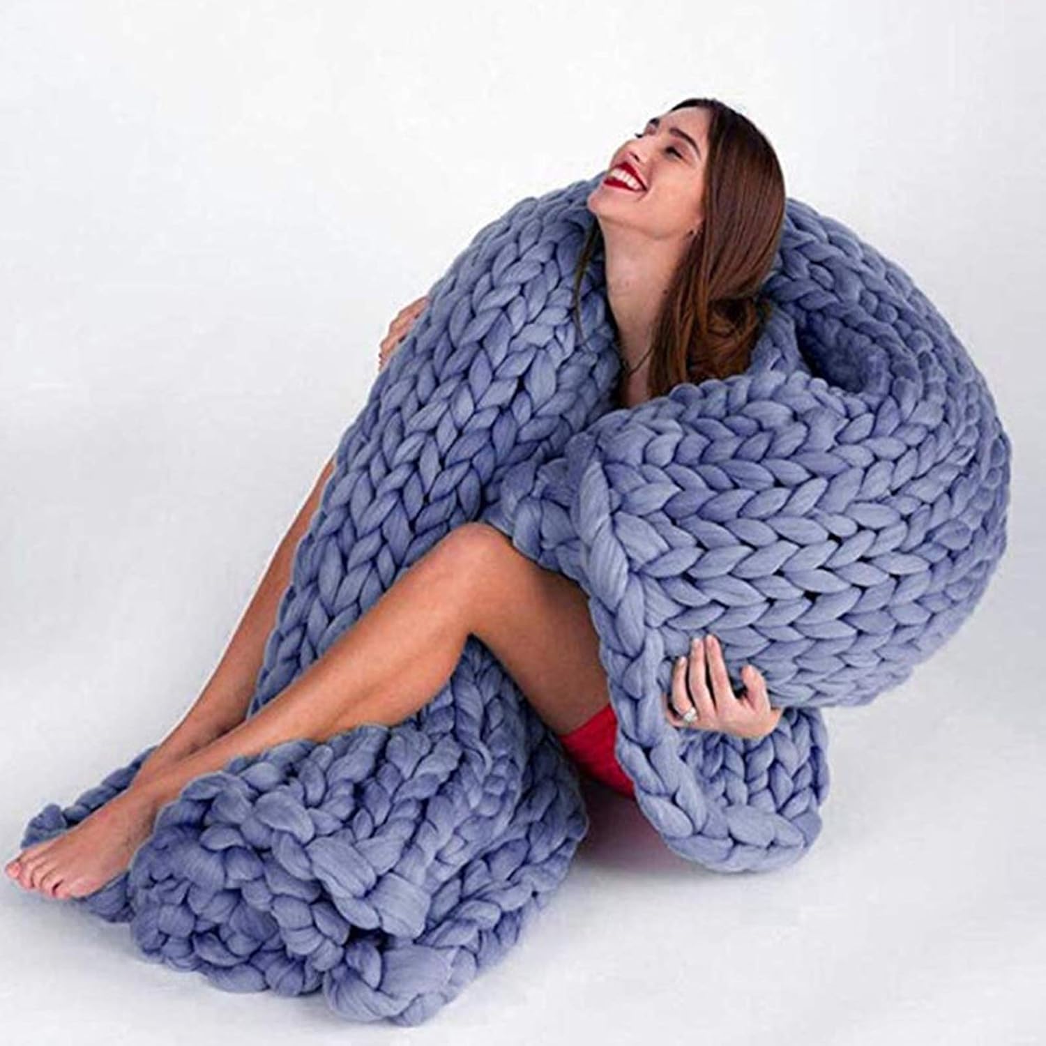 Coarse Knitted Chunky Blanket,Large Arm Throw Blanket for Sofa,Beautiful Home Decor-Handwoven-Warm Comfortable and Breathable-Modern Bedding,for Bedroom Decor Pet Bed Chair Mat - Image 3