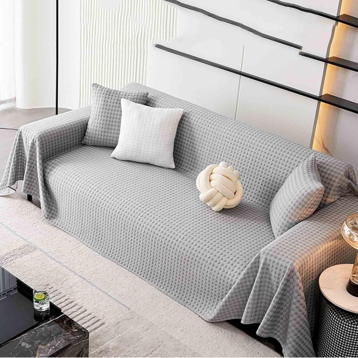 Cotton Knitted Sofa Throw Blanket with Tassels - Large Size for 1\/2\/3\/4 Seater - Cozy Home Decor - Ideal for Couch, Settees, Armchair and Bed - Image 2