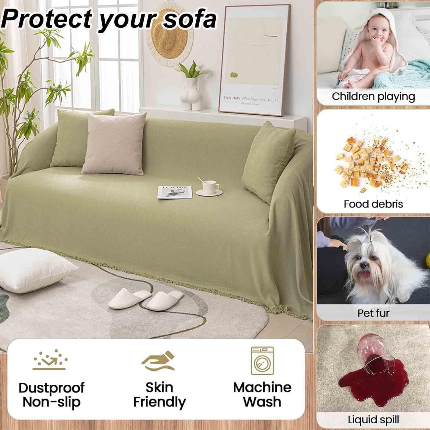 Cotton Knitted Sofa Throw Blanket with Tassels - Large Size for 2 3 4 Seater Couch, Armchair, and Bed - Cozy and Stylish Home Decor Accessory - Image 4