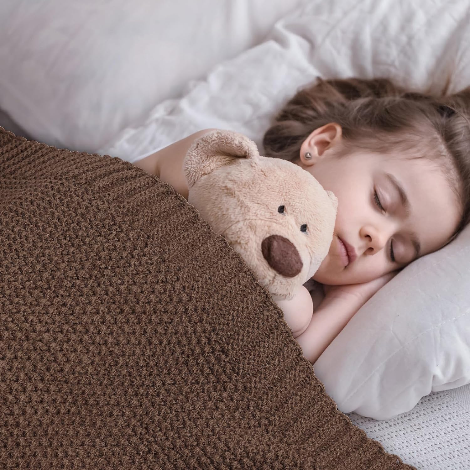 CozeCube Brown Throw Blanket for Couch, Soft Cozy Cable Knit Throw for Bed Sofa Living Room, Lightweight Warm Decorative Farmhouse Christmas Blanket, 50"x60", Dark Brown - Image 6