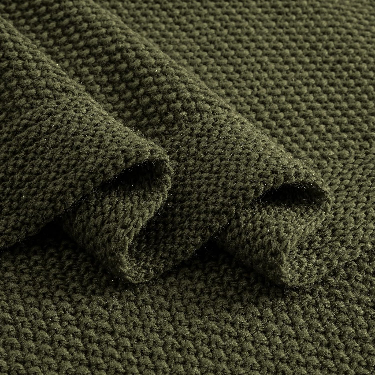 CozeCube Olive Green Throw Blanket for Couch, Soft Cozy Cable Knit Throw for Bed Sofa Living Room, Lightweight Warm Decorative Farmhouse Christmas Blanket, 50"x60", Olive Green - Image 8