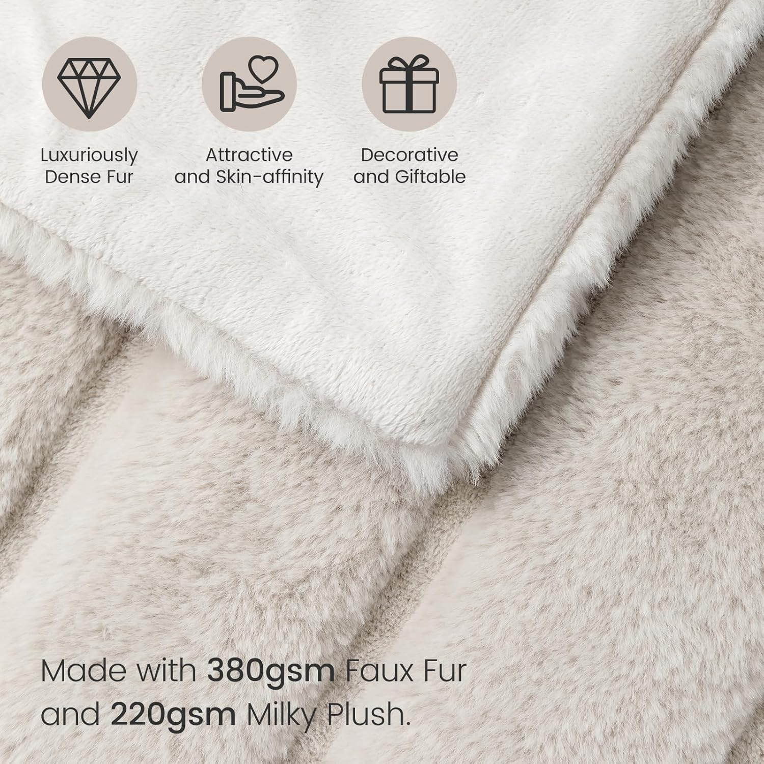 Cozy Bliss Faux Fur Throw Blanket 50 * 60 Inches and Cooling Comforter Queen Size 90 * 90 Inches - Image 4