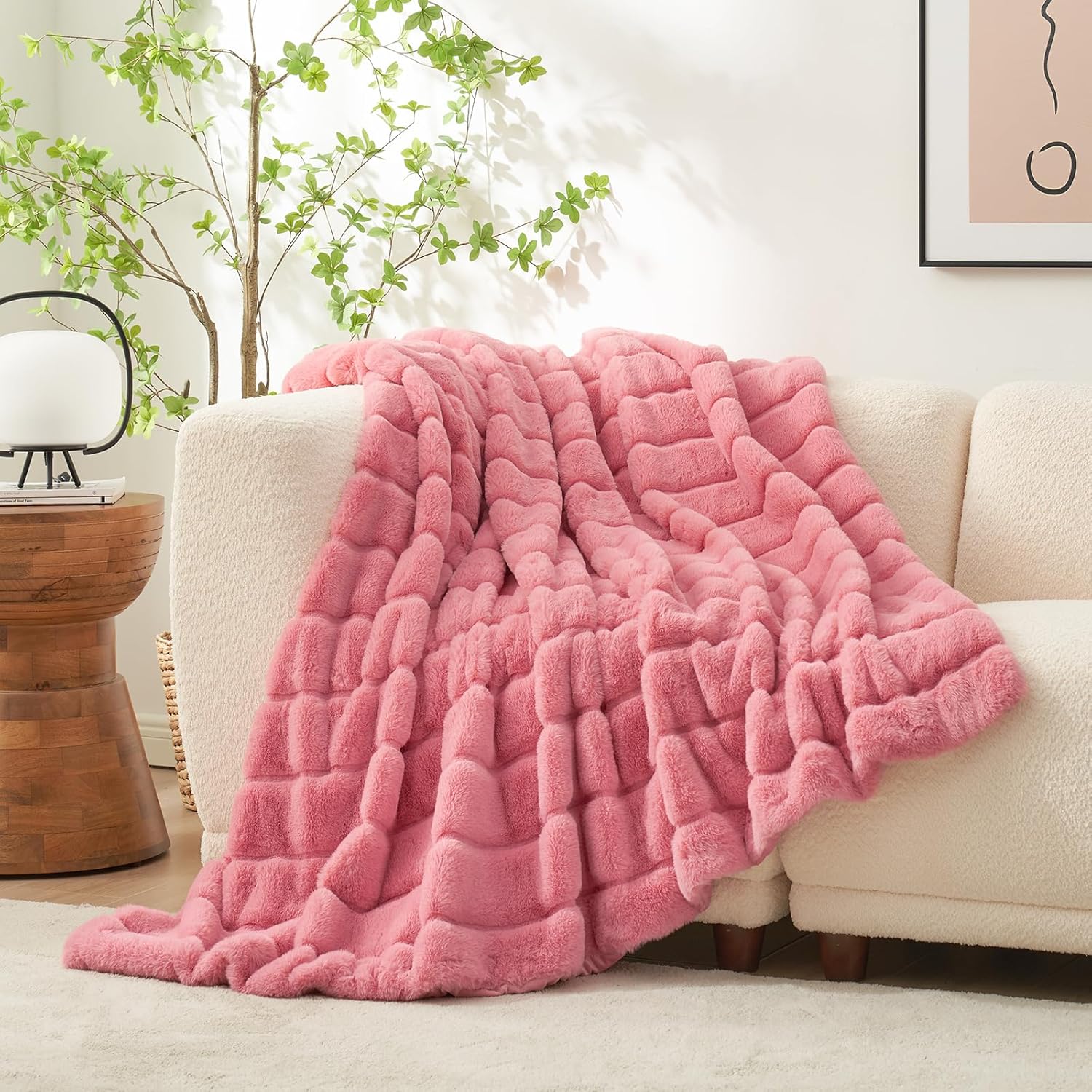 Cozy Bliss Faux Fur Throw Blanket 60 * 80 Inches and Cooling Comforter Queen Size 90 * 90 Inches - Image 2
