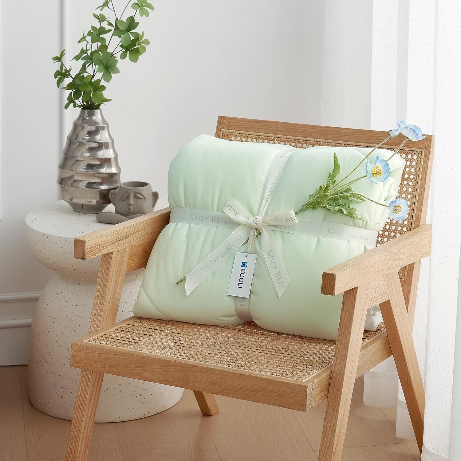 Cozy Bliss Faux Fur Throw Blanket 60 * 80 Inches and Cooling Comforter Queen Size 90 * 90 Inches - Image 7