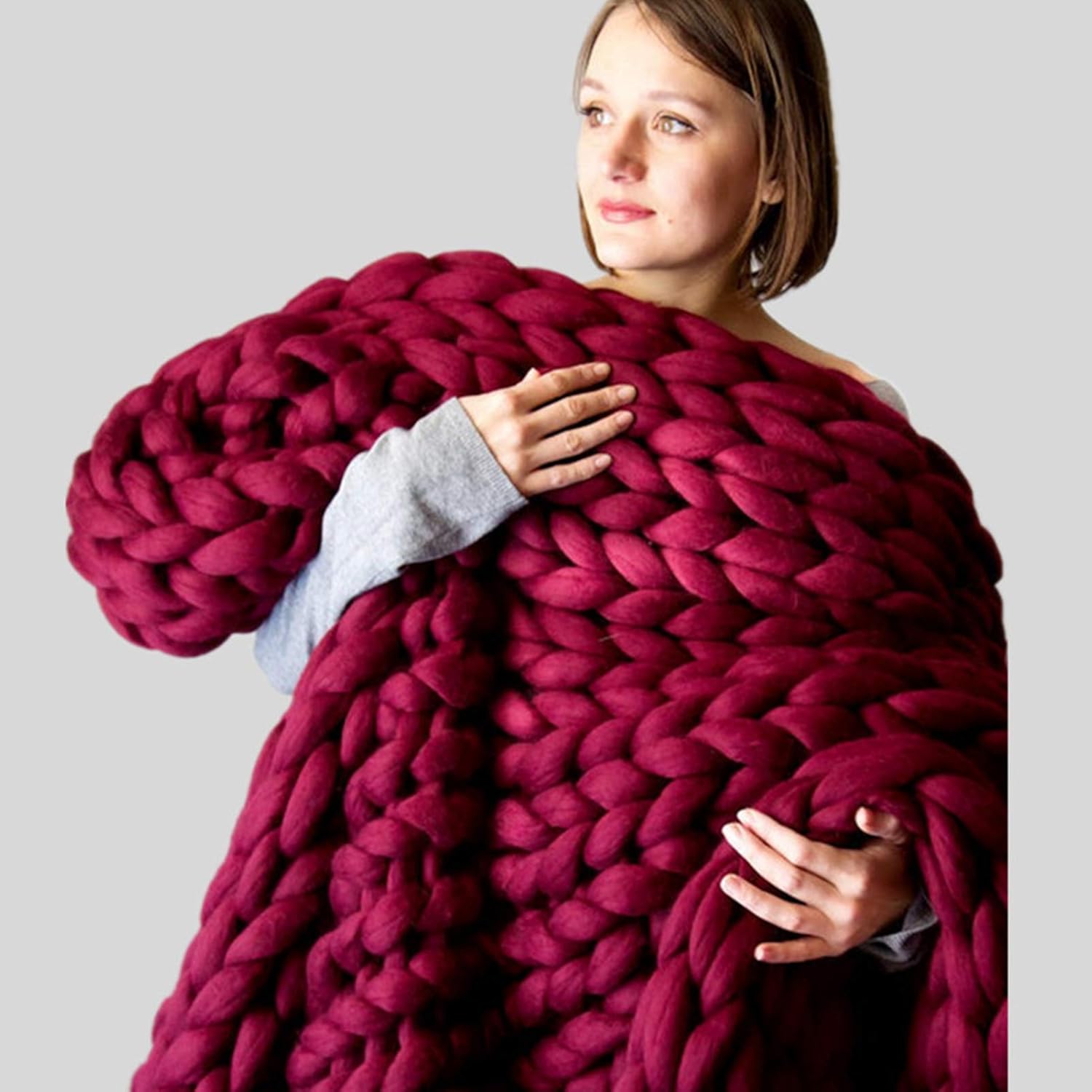 Daoyuan Blanket-Chunky Knitted Throw Blanket,Good Wrinkle Resistance and Shape Retention,Hand-Woven,Beautiful Home Decoration Modern Bedding,Used for Sofa Blanket\/pet Bed\/Yoga Mat\/Gift - Image 5