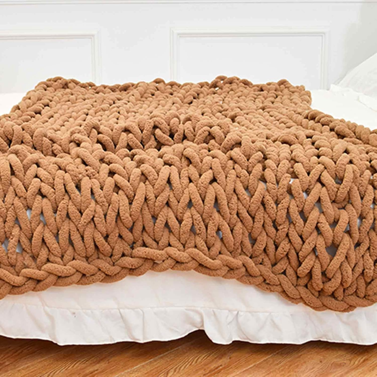 Daoyuan Chunky Knit Blanket 2CM Wide Super Soft and Thick Hand-Woven Giant Chenille Yarn Yoga Mat for Home Use Gift Throw Bedroom - Image 10