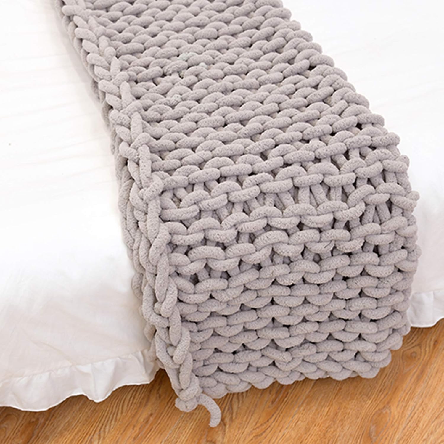 Daoyuan Chunky Knit Blanket 2CM Wide Super Soft and Thick Hand-Woven Giant Chenille Yarn Yoga Mat for Home Use Gift Throw Bedroom - Image 4