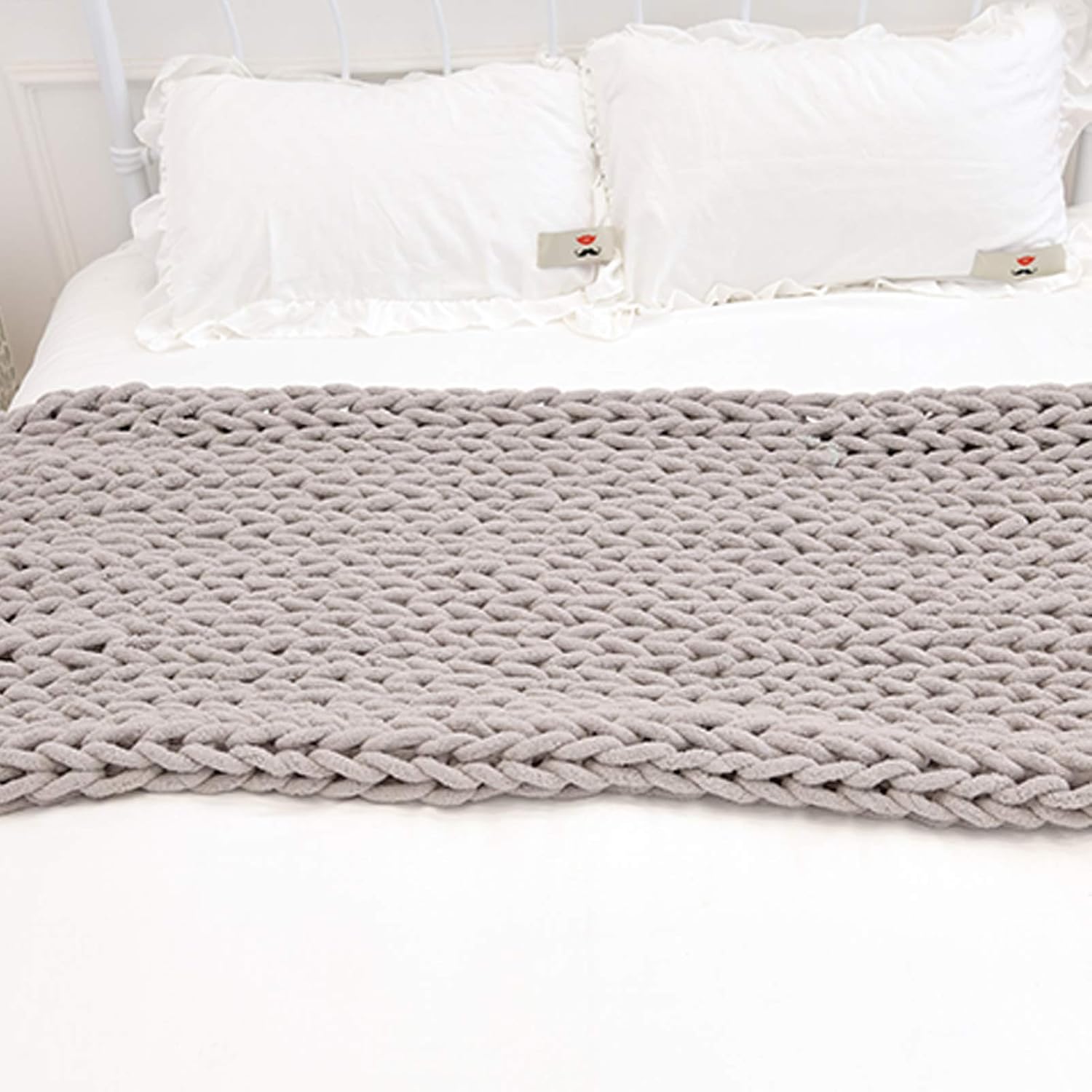 Daoyuan Chunky Knit Blanket 2CM Wide Super Soft and Thick Hand-Woven Giant Chenille Yarn Yoga Mat for Home Use Gift Throw Bedroom - Image 3