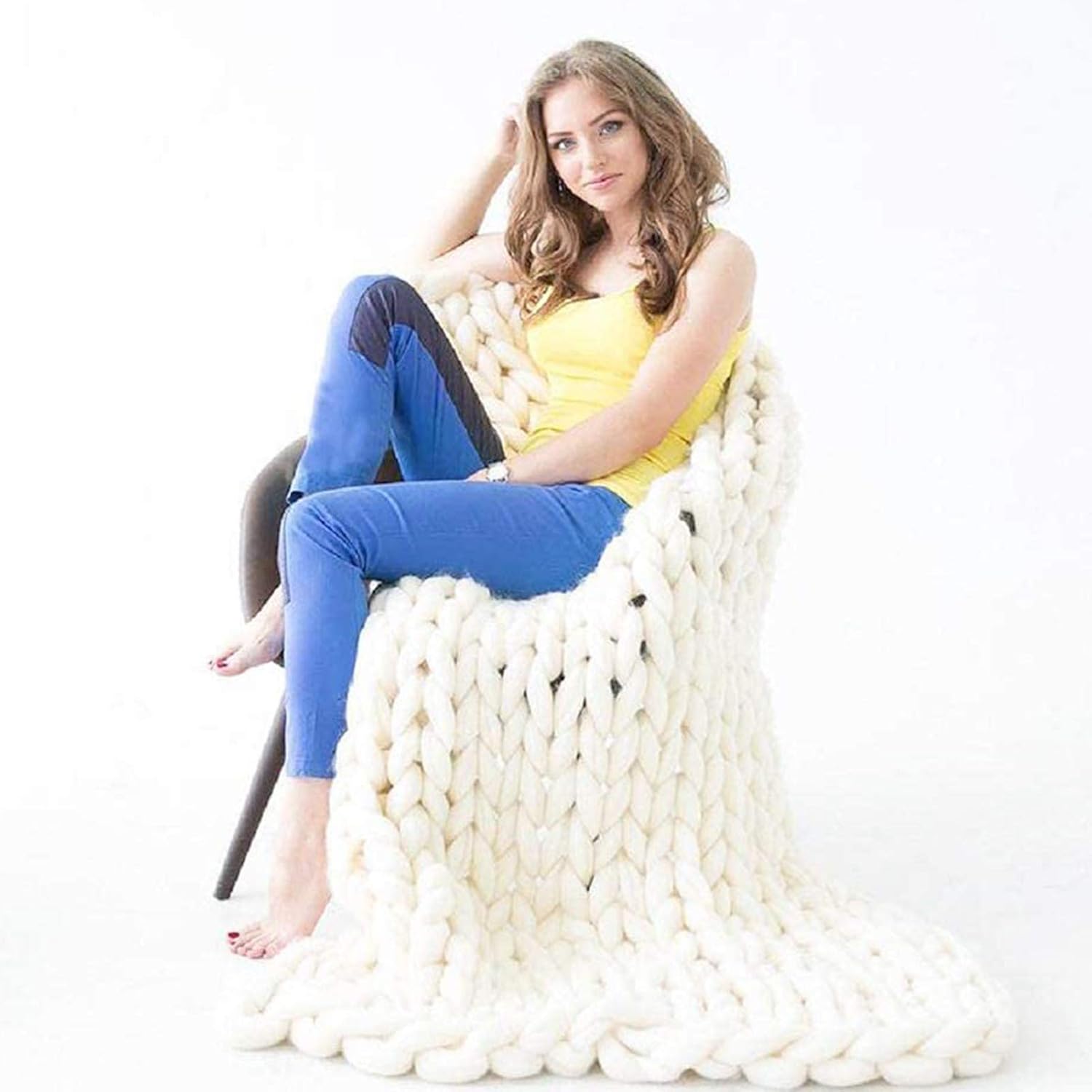 Daoyuan Chunky Knit Blanket Soft and Huge Throw Modern Bedding Handwoven Chenille for Bed Room\/Couch\/Bed\/Pet Mat\/Baby Blanket\/Gift,Beautiful Home Decoration - Image 6